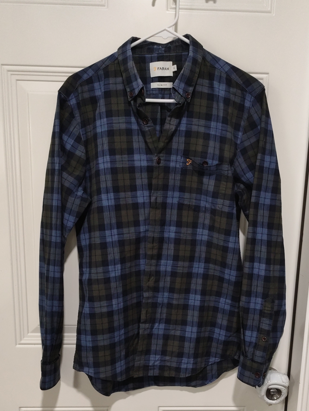 Farah Navy and Black Plaid Button-Down Shirt